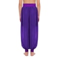 thumbnail image 5 of Aislor Belly Dance Pants Satin Tribal Baggy Pants Arabian Princess Cosplay for Halloween Carnival Purple 6, 5 of 7