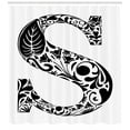 thumbnail image 3 of Ambesonne Letter S Shower Curtain, Floral Monochrome S, 69"Wx70"L, Black White, 3 of 3