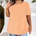 thumbnail image 2 of Summer Plus Size Tops for Womens 2025 Fashion Solid Color Round Neck Short Sleeve Blouses Gifts for Womens, 2 of 5