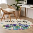 thumbnail image 4 of Round Area Rug 3.3 Ft, Hello Spring Washable Non-Slip Circle Carpet for Living Room/Bedroom, Pastoral Purple Bottle Floral Rustic Burlap Low-Profile Small Kitchen Mats Collection Rugs for Indoor, 4 of 8