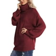 thumbnail image 4 of Wassery Women Knitted Turtleneck Sweaters Solid Color Long Sleeve Knit Pullover Tops Lady Autumn Winter Casual Knitwear, 4 of 6