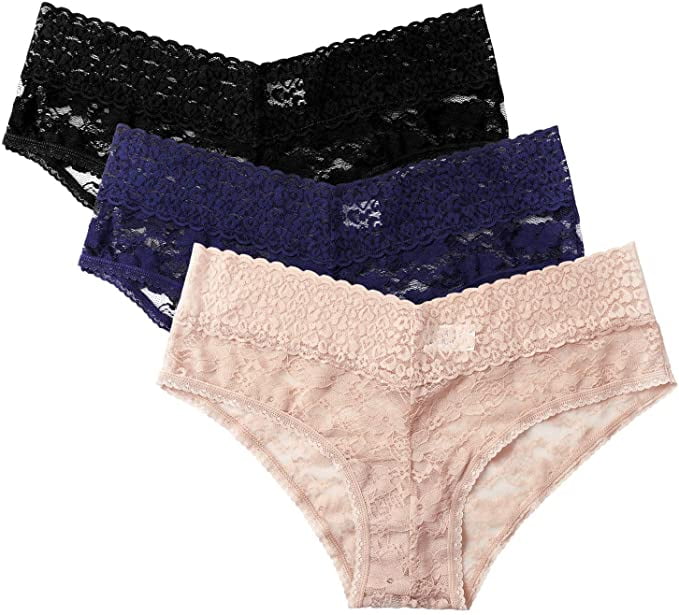 Women's Thong  Transparent Underwear See-through Low-rise Panties 3 Pack