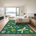 thumbnail image 3 of ODIKA 2x3 Machine Washable Non-Slip Area Rug, Modern Insect Mosaic with Abstract Animal Inspired Motifs High Traffic Rug, Green, 916147, 3 of 7