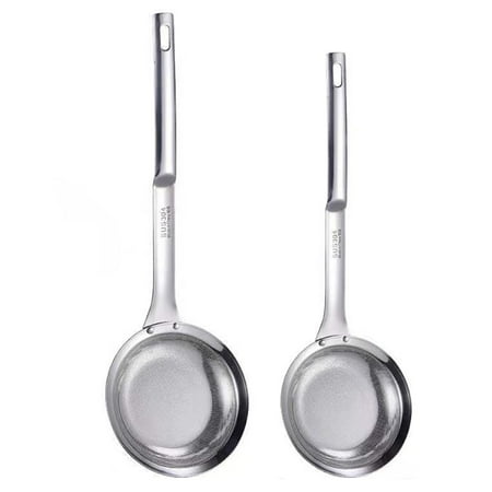 

2Pcs Fat Skimmer Spoon 304 Stainless Steel Fine Mesh Strainer Hot Pot Skimmer with Handle Floating Foam Fat Grease Oil Separation Tool