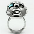 thumbnail image 3 of Luxe Jewelry Designs Stainless Steel Women's Skull Shaped Ring with Capri Blue Crystal - Size 7, 3 of 4