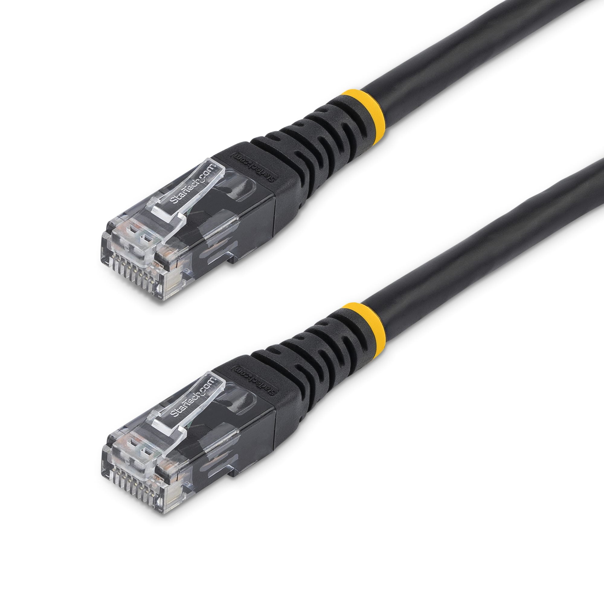 StarTech 25ft CAT6 Ethernet Cable - Black CAT 6 Gigabit Ethernet Wire -250Mhz 100W PoE RJ45 UTP Molded Network Patch Cord with Strain Relief (C6PATCH25BK)