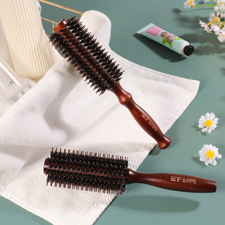 Topekada 2-Pack Round Brush Set, Boar Bristle Wooden photo 6