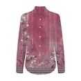 thumbnail image 4 of Red Women Shirts, Womens V Neck Roll Up Sleeve Button Down Blouses Tops,Women Shirts XXL, 4 of 4