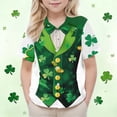 thumbnail image 5 of LEKWK Boys St. Patrick's Day Shirt Faux Leprechaun Vest Graphic Short Sleeve Button Down Top Novelty Irish Costume, 5 of 9