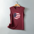 thumbnail image 5 of Wycnly 4th of July Tank Top for Women Independence Day Patriotic Tshirts Loose Fit Breathable Vest Summer Baseball US Flag Print Round Neck Sleeveless Fashion Blouses Wine xl, 5 of 6