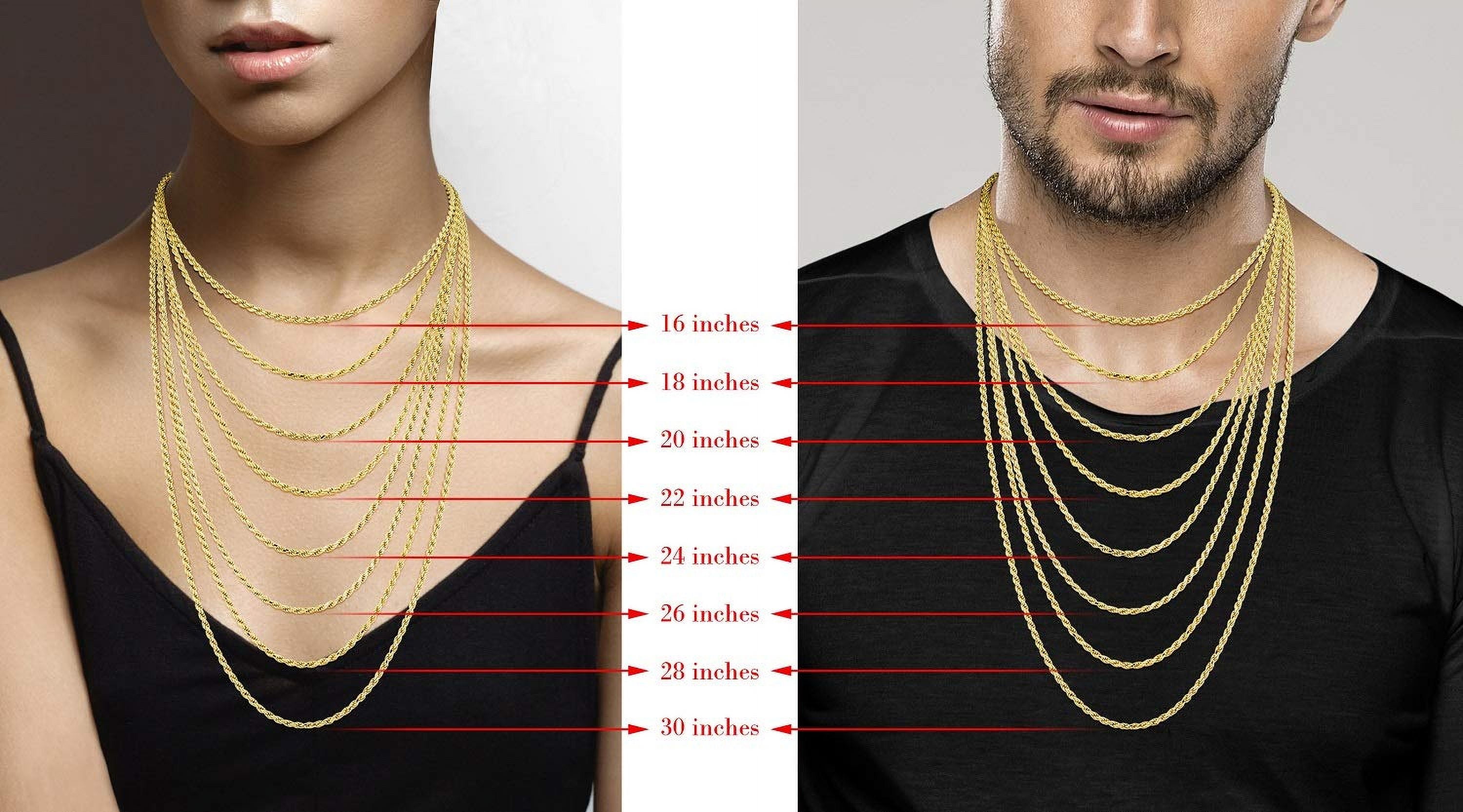 Miabella Solid 18K Gold Over Sterling Silver Italian 2mm, 3mm Diamond-Cut Braided Rope Chain Necklace for Men Women, 925 Sterling Silver Made in Italy (3mm, Length 24 Inches)