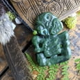 thumbnail image 4 of 81stgeneration Men's Carved Nephrite Jade Abalone Extra Large Hei Tiki Sculpture Pendant Necklace, 4 of 6