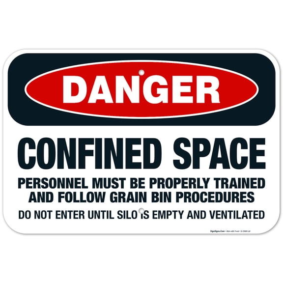 Danger Confined Space Personnel Must Be Properly Trained Sign, OSHA Danger Sign, 12x18 Aluminum