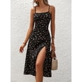 thumbnail image 2 of AURA Women Floral Spaghetti Strap Summer Dress Split Midi Sexy Vacation Dress, 2 of 7