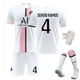 thumbnail image 1 of Traje de fútbol Paris Away blanco n.° 4 con calcetines + equipo de protección, talla infantil 22, 1 of 2