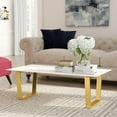 thumbnail image 4 of Stylish Coffee Table with Faux Marble Top and Luxe Gold Legs – Modern Elegance,Contemporary design, Stainless Steel legs., 4 of 4