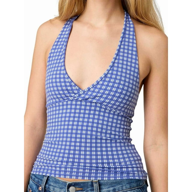 Halter Tops for Women Summer Crop Deep V Neck Blackless Tank Top Going Out Y2k Clothes