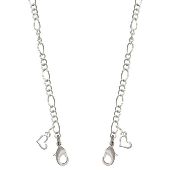 Silvertone Small Slanted Open Heart Silvertone Face Mask Necklace