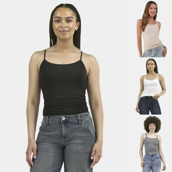 No Boundaries Ribbed Cami Top, 1 or 5-Pack, Women's