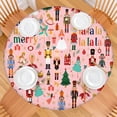 thumbnail image 2 of Pink Christmas Nutcracker Pattern Round Fitted Tablecloth with Elastic Edge,Dining Table Cover Waterproof,Outdoor Round Tablecloth for Camping,Dining,Indoor and Outdoor, 2 of 7