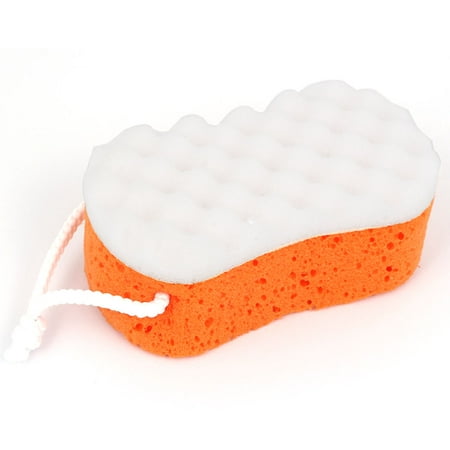Body Skin Scrub Washing Cleaning Shower Bath Sponge Pouf Orange