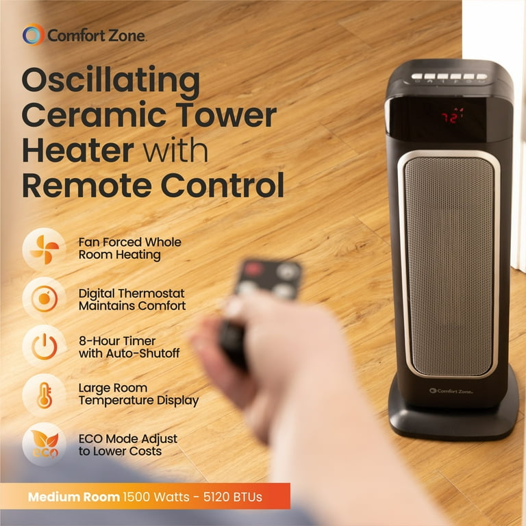 1500 Watts Power Zone Oscillating Ceramic Ptc Tower Heater Comfort