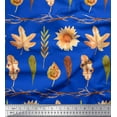 thumbnail image 1 of Soimoi Blue Poly Georgette Fabric Sunflower & Autumn Leaves Print Fabric by the Yard 52 Inch Wide, 1 of 3