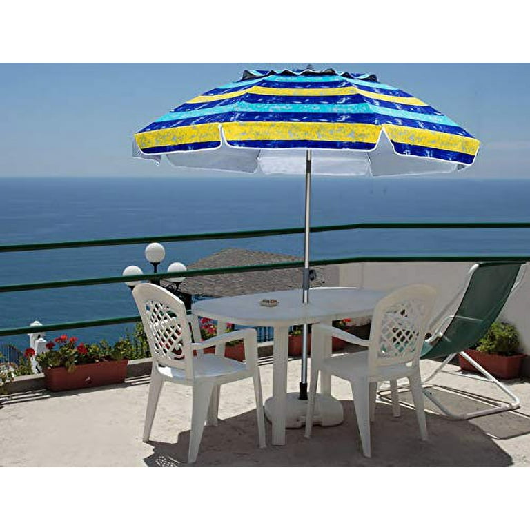 AMMSUN 7ft Sand Anchor Beach Umbrella Adjustable Height with Tilt Aluminum  Pole, Portable UV 50+ Protection Beach Umbrella for Outdoor Patio