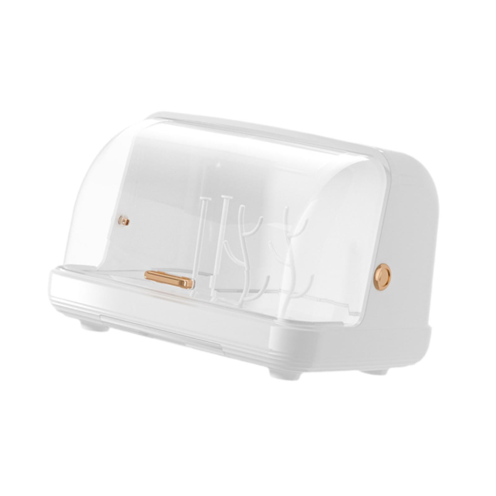 Dualoai Cup Storage Holder with Cover Nursing Bottle Dry Rack Hollow Bottom Multipurpope White