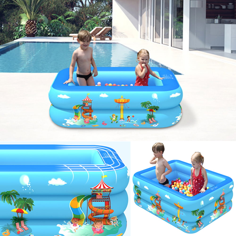 Details about   120/130cm Inflatable Swimming Pool Square Children's Foldable Bathtub Top Hot 