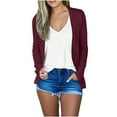 thumbnail image 5 of Women's Shrugs Cardigan Long Sleeve Lightweight Thin Casual Tops Solid Color Loose Cover Up Outwear with Pockets Wine L, 5 of 8