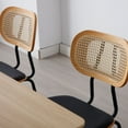 thumbnail image 5 of Dayalane Modern Rattan Dining Chairs Set of 2, PU Leather Upholstered Seats with Open Backrest Metal Legs, Armless Side Chairs for Dining Room or Kitchen, White, 5 of 7
