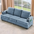 thumbnail image 4 of COZONY Modern 89" 3-Seater Sofa with Deep Seats, Chenille Fabric, Cup Holders and Side Storage Pockets for Living Room, Apartment,Blue, 4 of 8