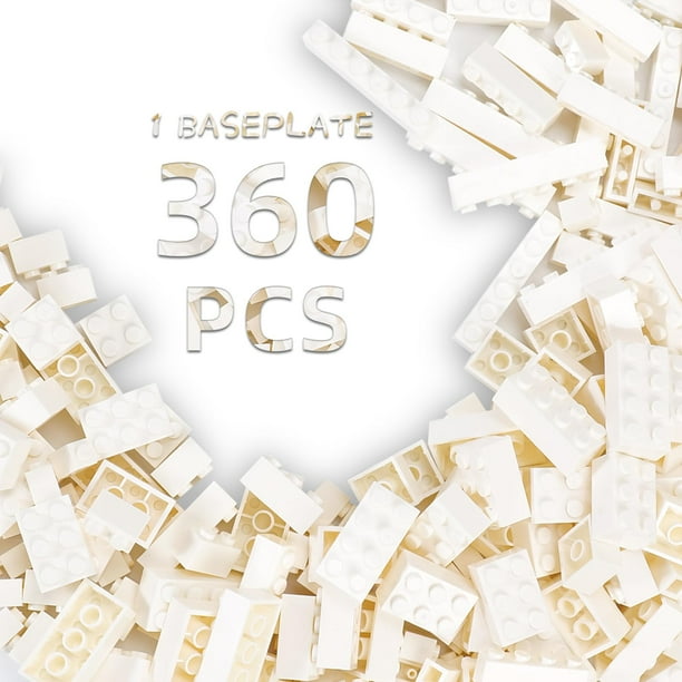 Bloques de construcción Newbeoding, 360 piezas, blancos clásicos