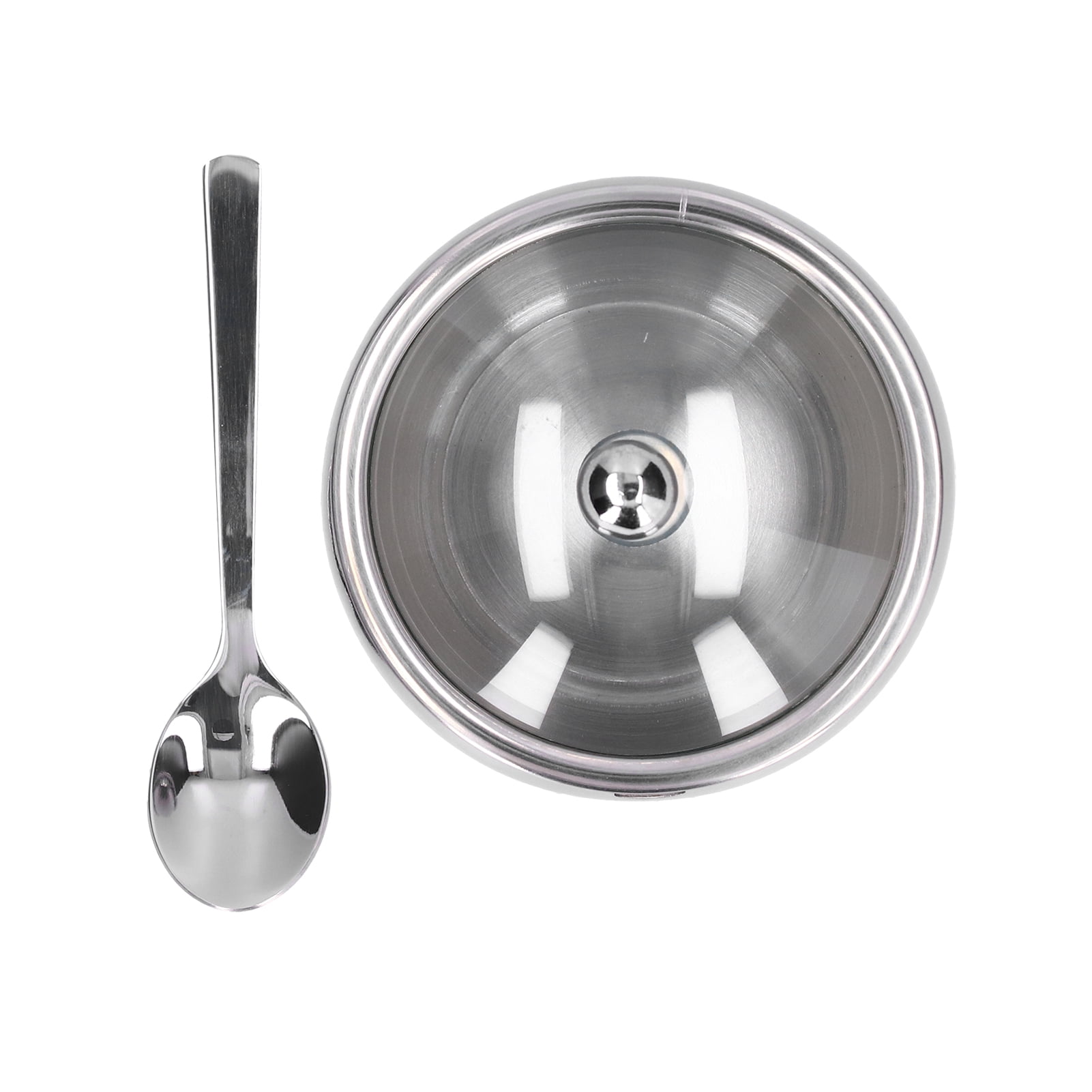 Sucrier En Acier Inoxydable 304 Avec Cuillère - Forme Pomme - Pour Sucre, Sel, épices - Diamètre 8,5 Cm - 8