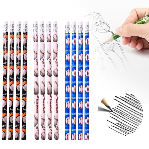 ZTTD 12 Pcs Crayons de Baseball Crayons en Bois Amusants pour Articles à Thème Sportif Cadeaux de Fête d'Anniversaire Sacs-Surprises Papeterie Fournitures de Bureau pour Fête