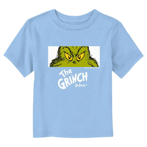 Toddler's Dr. Seuss Grinch Eyes Close Up  Graphic Tee Light Blue 3T