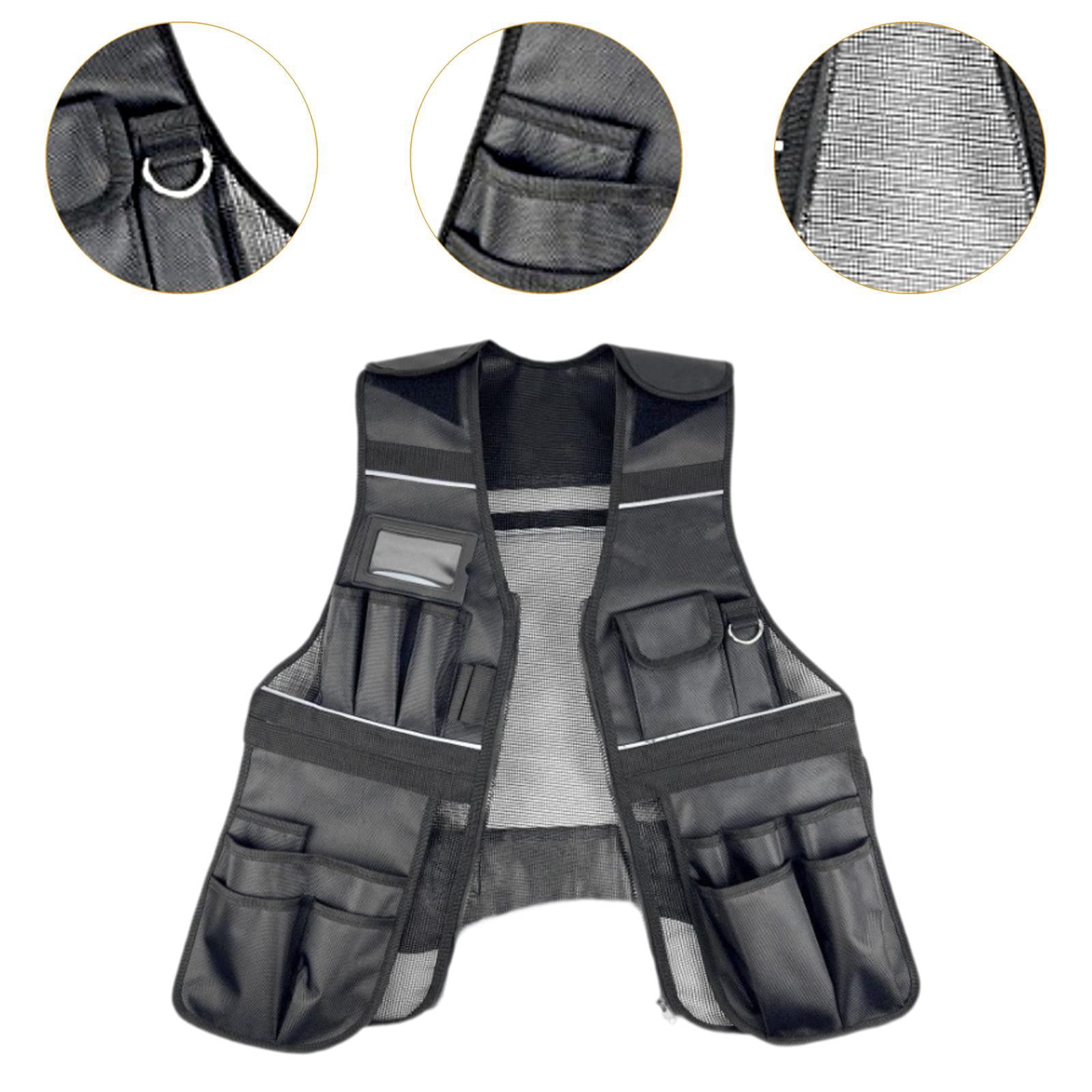 High Visibility Carpenter Vest With Multi Pockets – Heavy Duty Oxford Tool Pouch, Reflective Straps, Adjustable Fit For Electricians, Construction, DIY