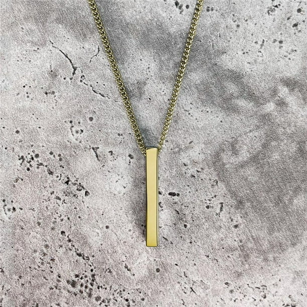 Collar con colgante rectangular clásico para hombre, cadena cubana de acero inoxidable, color negro, regalo de joyería