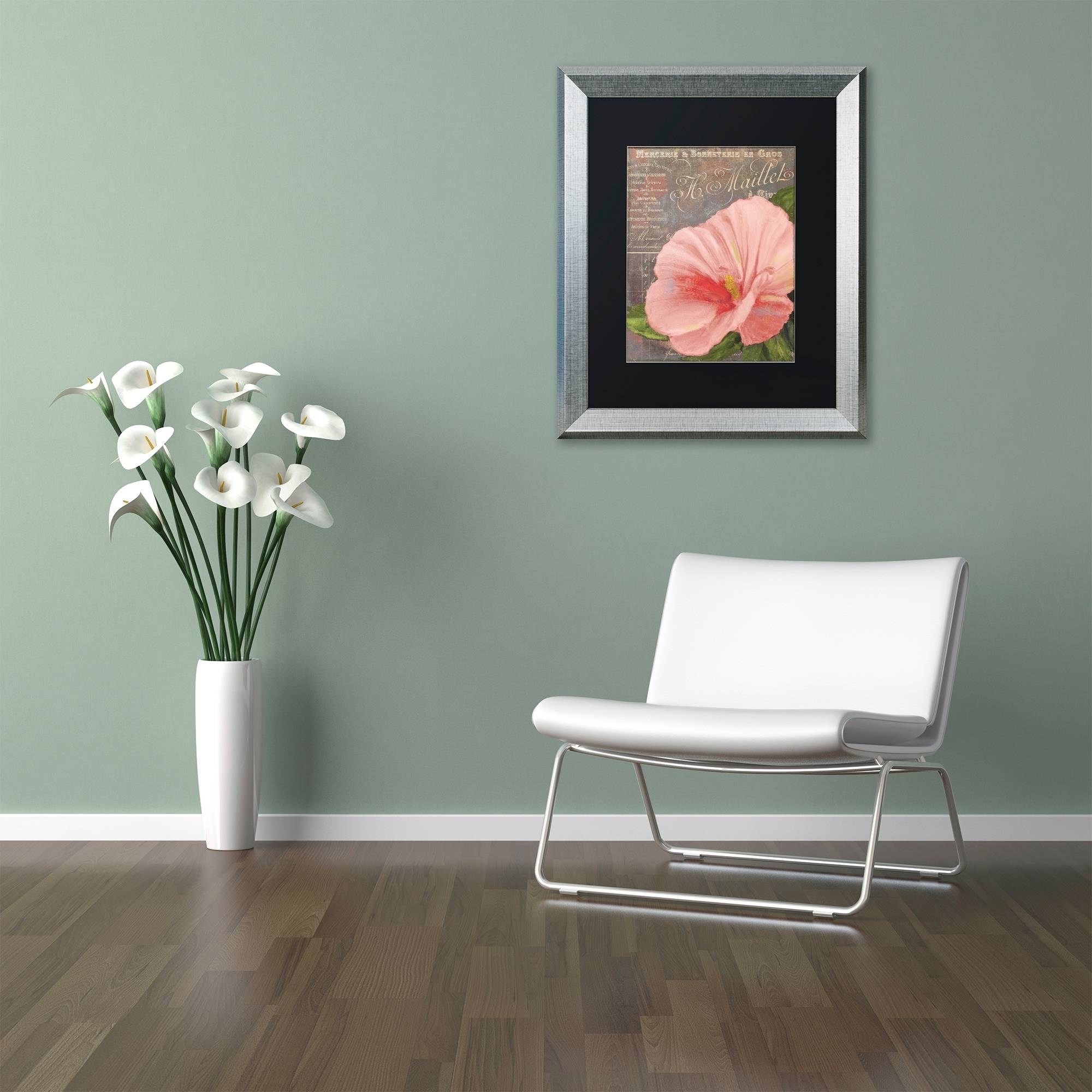 Trademark Fine Art "Peach Hibiscus" Canvas Art by Color Bakery Black Matte, Silver Frame