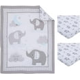 thumbnail image 4 of Little Love by NoJo Dream Big 3pc Mini Crib Set, Comforter, Two Fitted Sheets, Elephant design, Gray and White, 4 of 6