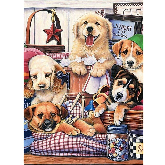 Cuadros Decorativos 5D Wdftyju bricolaje taladro redondo completo diamante pintura perro Kit decoración del hogar arte artesanía 1