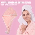 thumbnail image 3 of Hair Drying Towel Dry Cap Cloud Grid Shape Lightweight for After Bath Drying Hair Coral Fleece Pink, 3 of 7