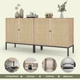 thumbnail image 5 of Brafabhome Boho Rattan Sideboard Storage Cabinet, 4 Doors Modern Buffet Cabinet with Storage Shelf for Living Room, Dining Room, Entryway, Kitchen | Beige, 5 of 8