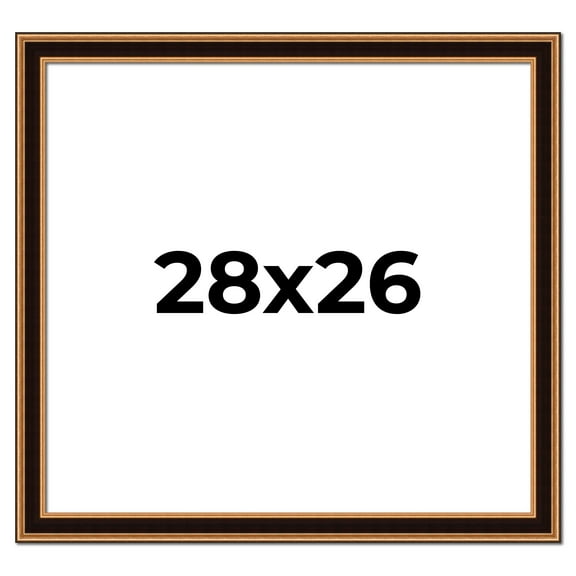 28x26 Frame Gold Brown Plein Air Vintage Solid Wood Picture Frame | 1.75 Inches Moulding Width |