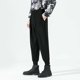 thumbnail image 5 of Pantalones de traje largos para hombre, de color liso, con ribete y pierna caída, de poliéster, 5 of 9
