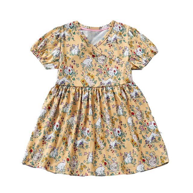AJZIOJIRO Robe Décontractée en Coton pour Filles 2-7T, Robe d'Été à Manches Courtes pour Bébé, Jupe Tutu de Fête pour Enfants