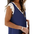 thumbnail image 5 of Women's Lace Tank Tops V Neck Sleeveless Summer Casual T Shirts Tunic Side Split Loose, 5 of 5