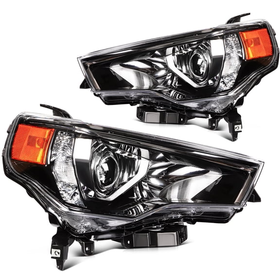 SCITOO Headlight Assembly Fit 2014-2021 For Toyota 4Runner Black Housing Amber Reflector Pair Headlights 81170-35571