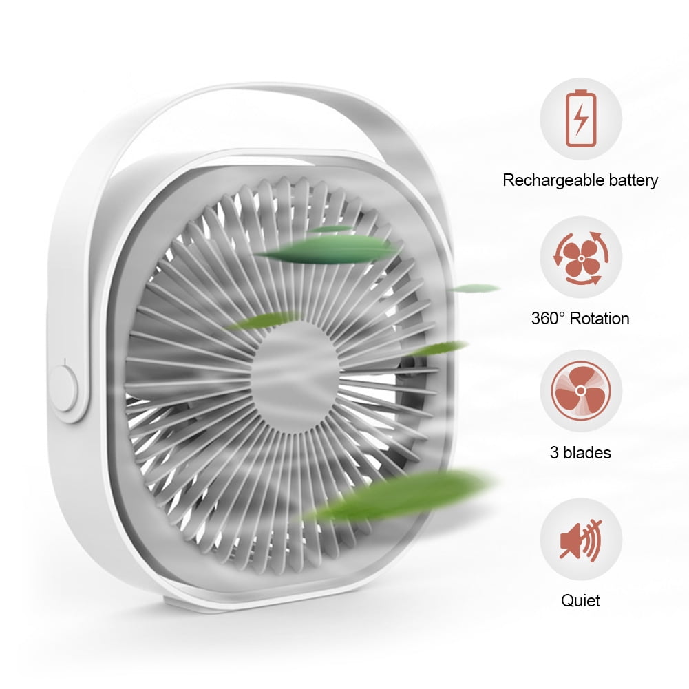 Table Fan Air Circulator Personal Desk Usb Rechargeable Battery Cooling Portable 